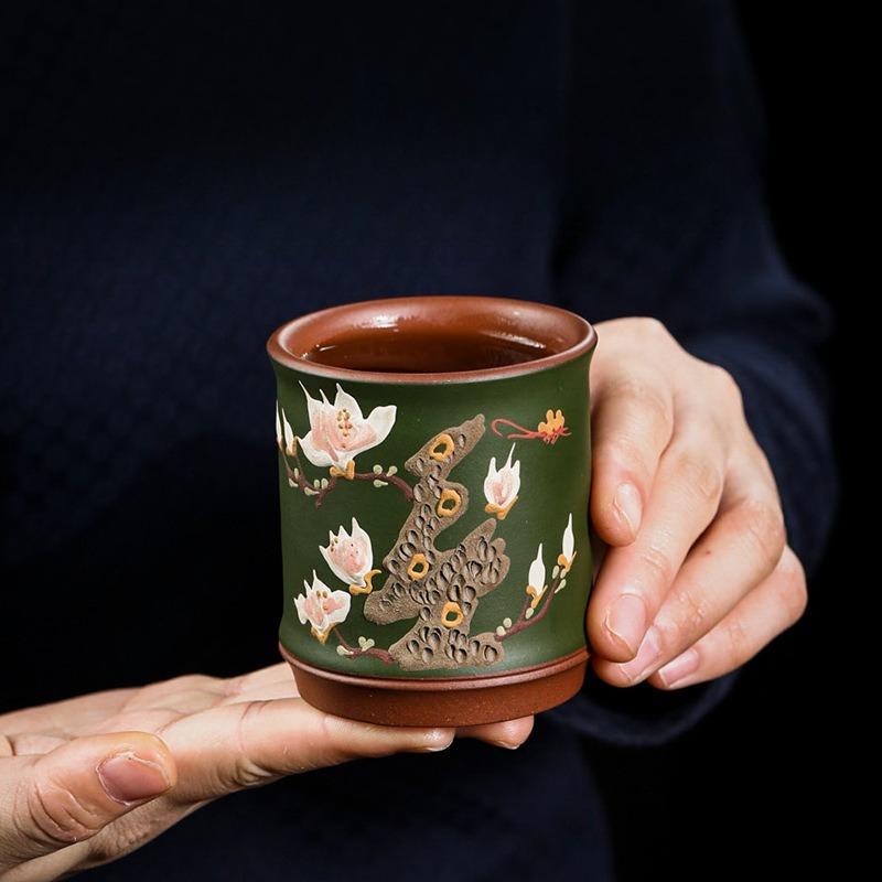 Yixing Handmade Zisha Teacup Purple Clay Magnolia Master Cup For Home Tea Ceremony