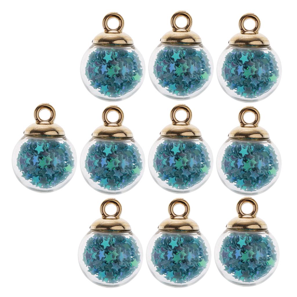 10 stykker 16 mm Tiny Star Glass Ball Charms Pendant DIY Craft rosa