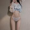 Korean Micro-Sexy Low Waist Jacquard Thong with Adjustable Thin Mesh Design