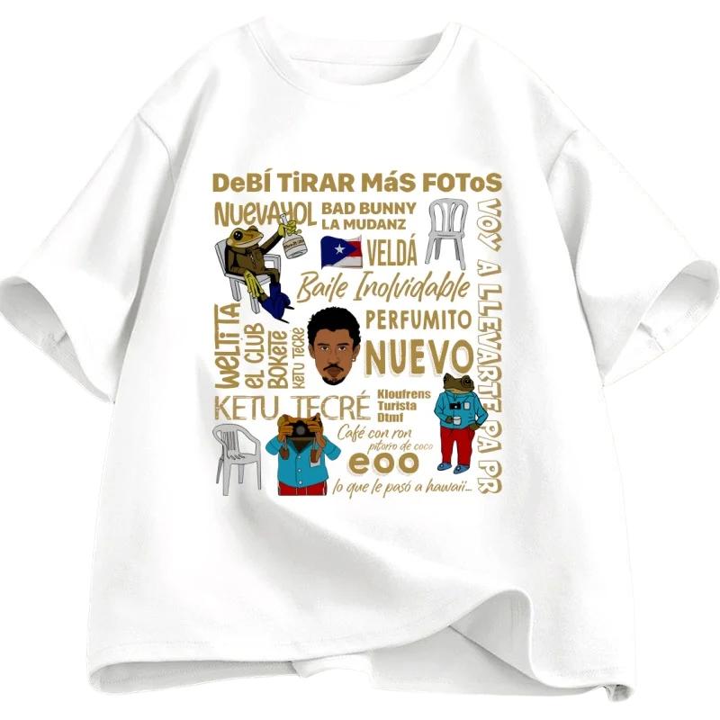 Bad Bunny DeB Í TiRAR M Á S FOTOS 2026 Summer Fun Mens Womens Tshirts Hip Hop Luxury Fashion Cotton Retro Oversized Tshirt