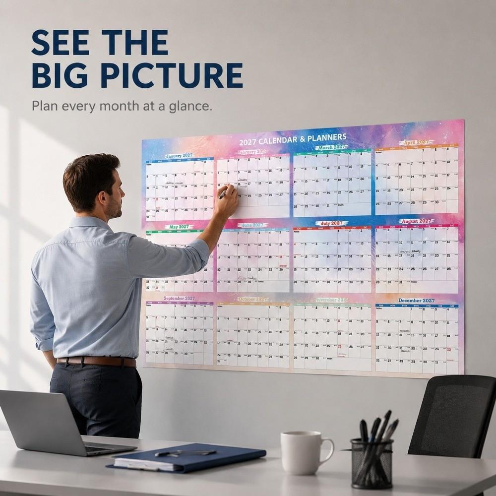 Erasable Surface Yearly Wall Planner Foldable Calendar Planner Sheet Family Planning