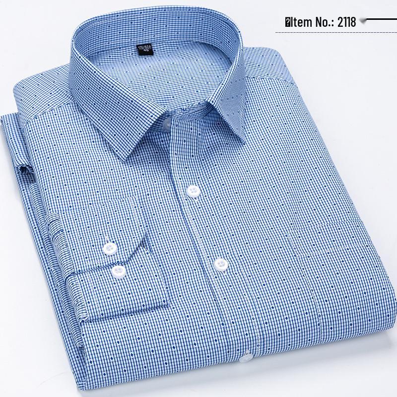 Men's Business Casual Striped Long-Sleeve Shirt - Simple and Fashionable