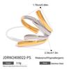 Uworld Minimalist Linear Two tone Ring Stainless Steel Hollow Irregular Stackable Ring Women's Accessories Party Gift