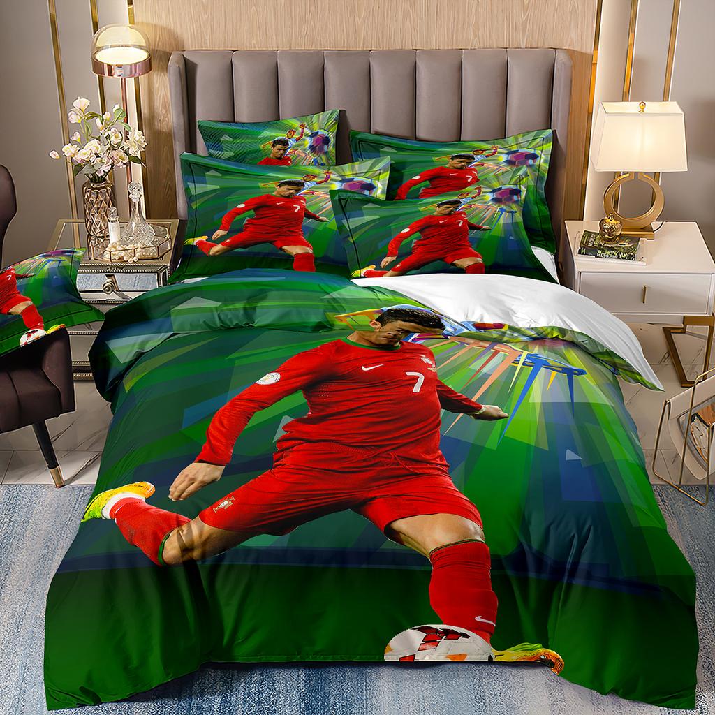 Bettbezug Luxuriös Fußballstar Cri-stiano Ronaldo Druck Bettwäsche Set Bettbezug Bett Jugend Kinder Mädchen Jungen Geburtstagsgeschenk