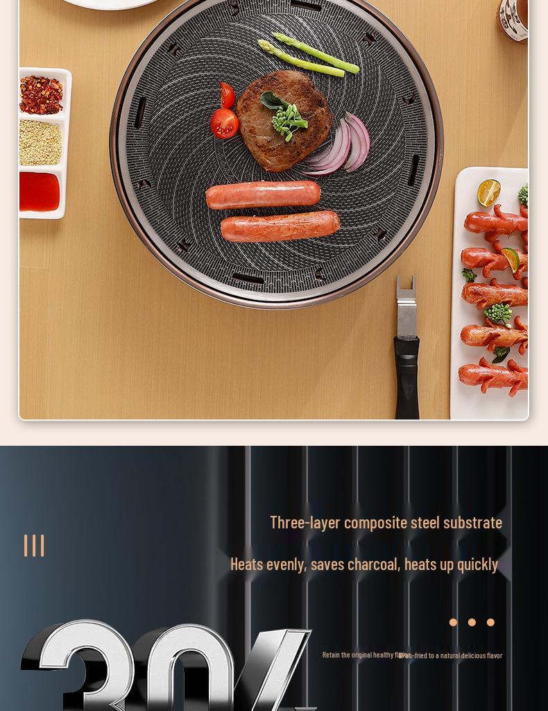 Japanese Non-Stick Charcoal Grill for Camping: Round BBQ Grill & Tea Brewing Stove