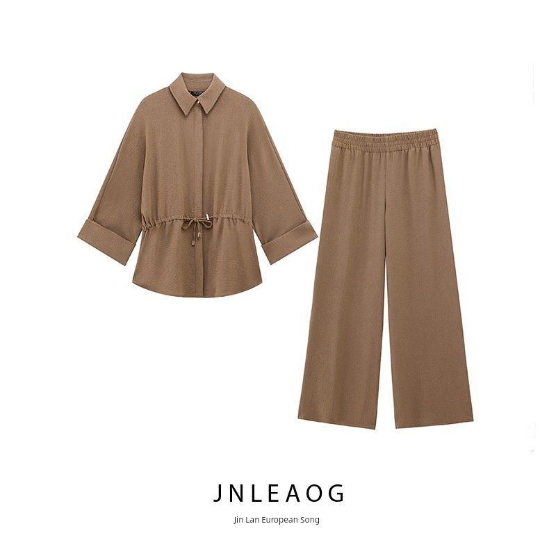 Jnleaog Spring New Women Clothes Travel Hunting Style Drape Long Sleeve Lapel Shirts Pants 2728568707