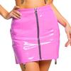 Womens Bodycon PU Skirt Floral Lace Patchwork Lace Up Clubwear Mini Skirt