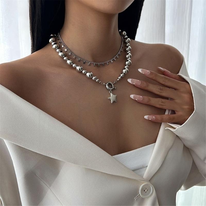 Minimalist Five Point Star Chokers Necklace with Sturdy Alloy Materials Chain Versatile Gothic Jewelry Accessory