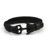 Elegant Men's Leather Bracelet Steel Anchor Black 20cm