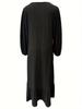 2024 Women's Long-Sleeve Vintage Ruffle Hem Dress - Spring/Autumn Fashion