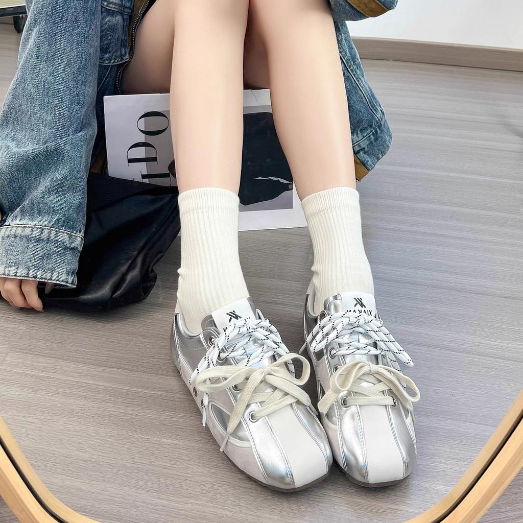 Leather German training shoes women's inner height increase 2025 new versatile leisure sports comfortable breathable jogging Forrest Gump shoes si