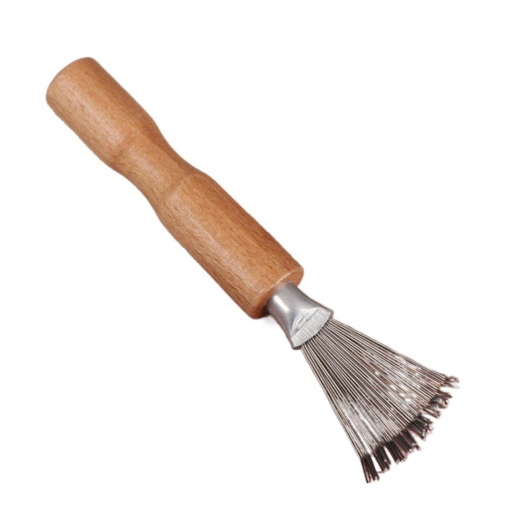 Wooden Handle Salon Rake Portable Hair Brush Cleaner Dirt Remover   Home