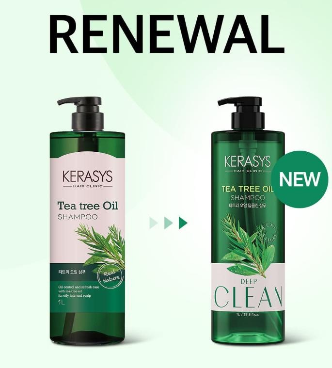 KERASYS Tea Tree Oil Shampoo for Scalp Care and Healthy Hair 1L