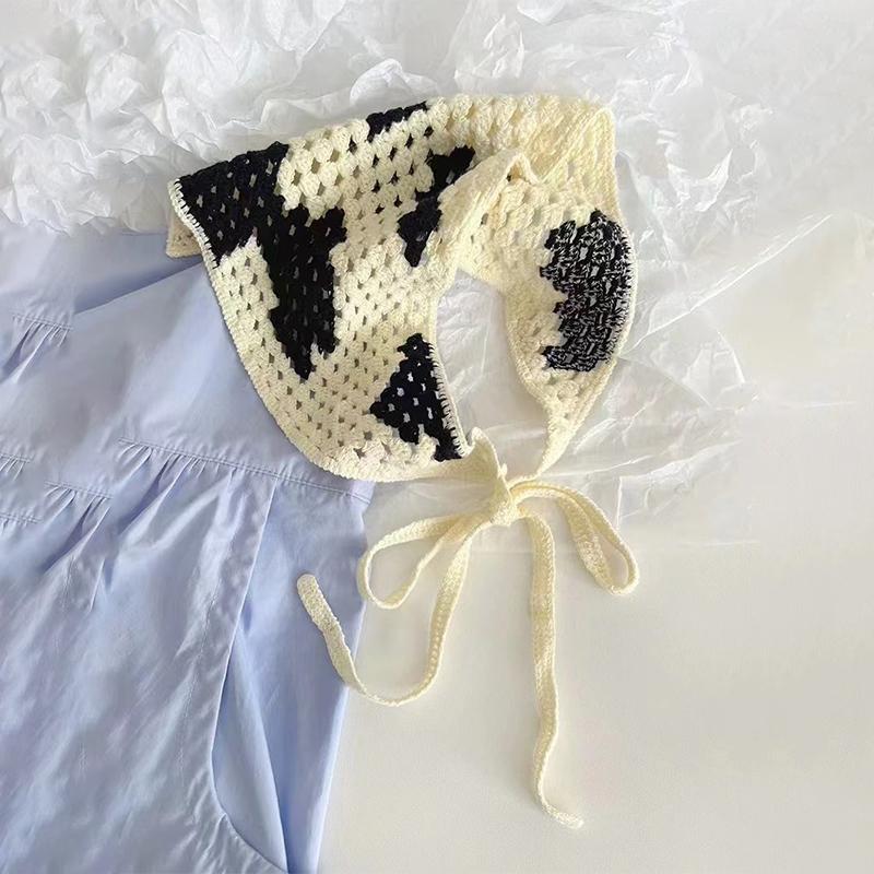 Französischer gestrickter Dreieckschal-Stirnband für Frauen, hohle Blume, koreanisches Haarband, Turban, Bandana, Headwarp, Haarschmuck