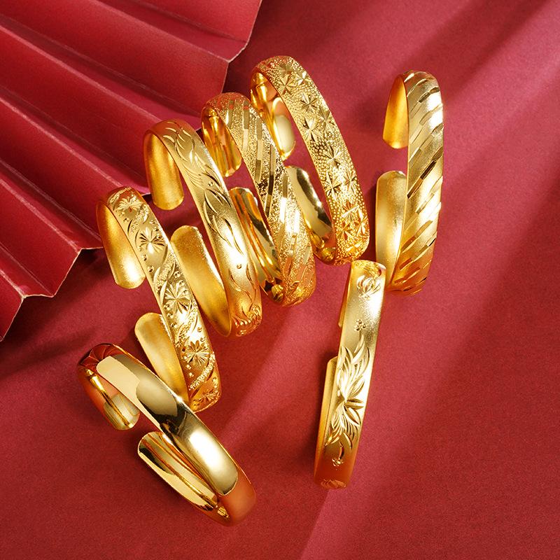 Vietnamesischer Sandschmuck Armreif mit Herzsutra: Langlebiges, sternförmiges Armband aus Messinglegierung für Damen.