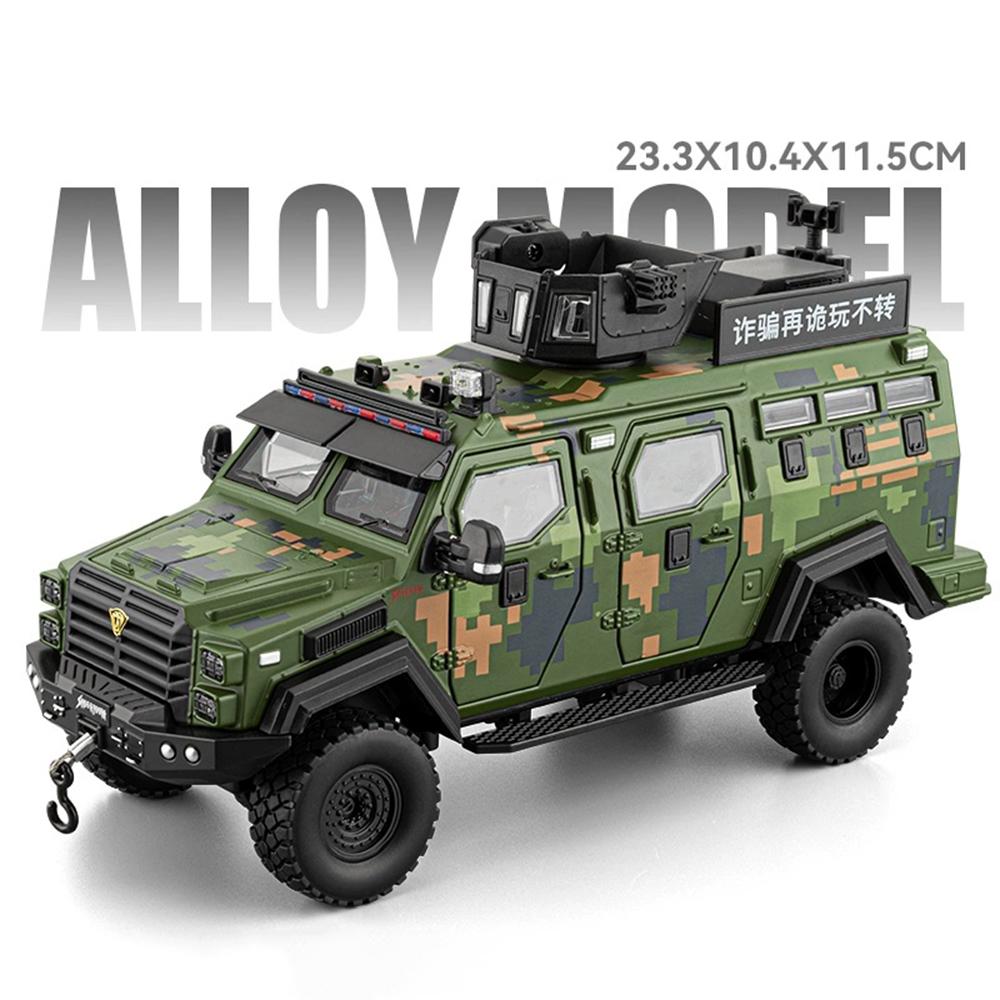 1:24 Sword Toothed Tiger Armored Car Model Toy Shock Absorption Pull Back Anti-riot Off-road Vehicles Sound Light Toys for Child
