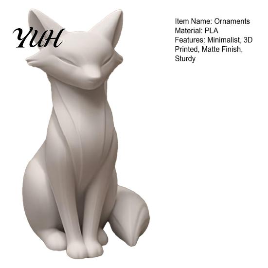 Künstlerische Wohnaccessoires 3D-gedruckte minimalistische Fuchsskulptur, elegante Figur, matte moderne Skulptur Schreibtischornament für Wohnzimmer Eingangsbereich