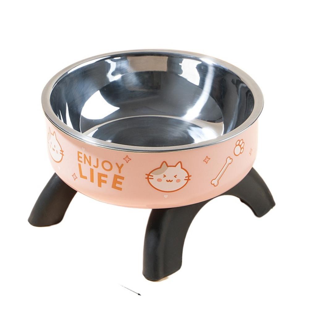 Neck Protection Cat High Footed Bowl Stainless Steel Cat Food Water Bowl  for Cats Dogs