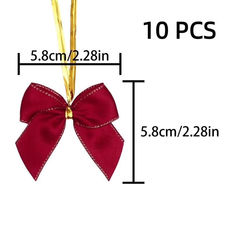 Mini Bow Red Gold Ornament Xmas Bowknots For Christmas Tree Gift Wrapping Wreath Wine Bottle Party Decoration Accessories