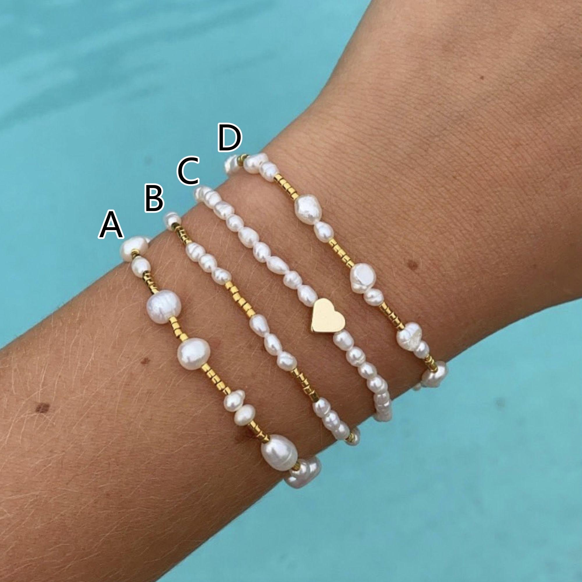 Vlen Gold Color Heart Miyuki Beads Natural Pearls Bracelet Women Tiny Delicate Elegant Minimalist Jewelry Self Love Gift