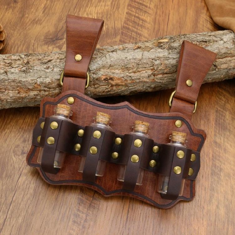 Auffällige Steampunk-Stile PU-Leder Taillengürtel-Set mit Mehrzweck-Alchemie-Flasche Halloween-Kostümzubehör