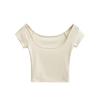 Big U-neck short-sleeved T-shirt women's summer new American Spice Girl style solid color casual inner short bottoming top
