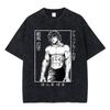 Camiseta Vintage Lavada De Anime Baki The Grappler Con Estampado De Manga Yujiro Baki Hanma, Camisetas Informales De Alg 599