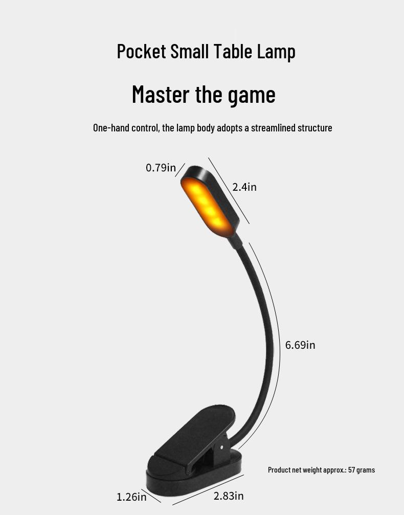 USB Rechargeable LED Clip-On Reading Lamp: Eye Protection, Portable Mini Desk Light for Students and Night Reading