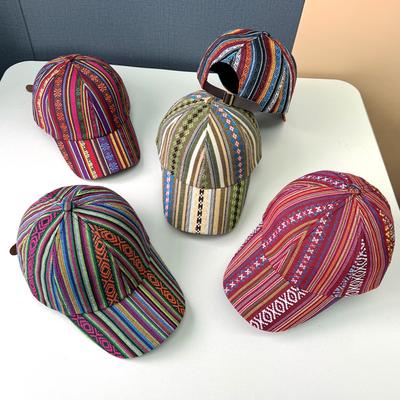 New Lattice Striped Cloth Baseball Cap Cap Casual Summer Sunscreen Sun Cap