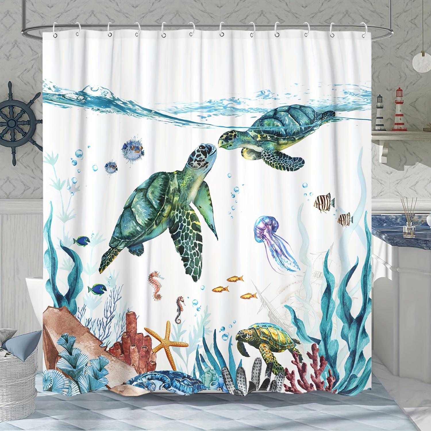 

Waterproof Shower Curtain With Vibrant Sea Turtles And Colorful Coral Reef Design For A Refreshing Ocean Inspired Bathroom W60H190(CM)-1 Pcs