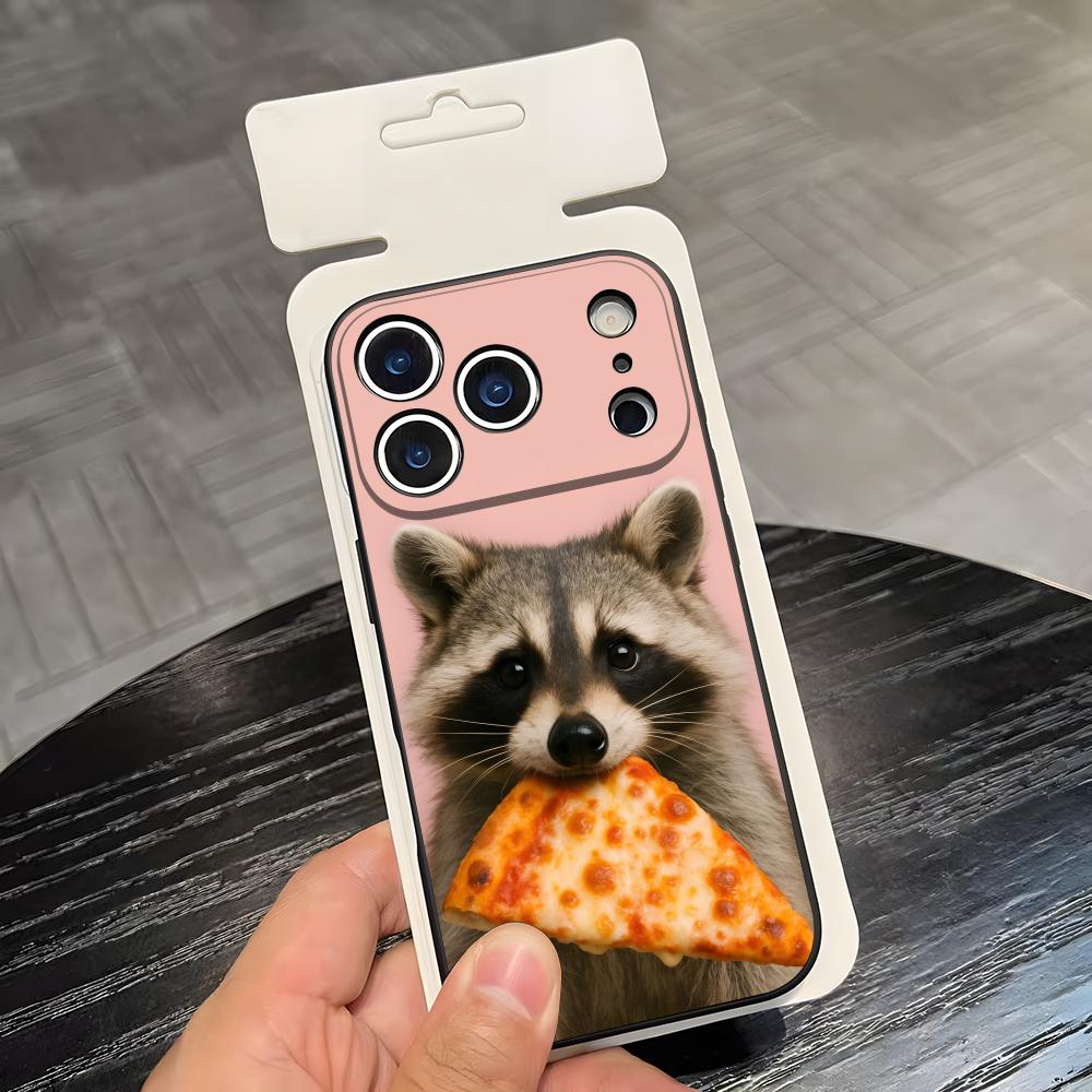 Cute Raccoon Phone Case For IPhone 17 Air 16 E Pro Max 15 14 13 Mini 12 Pro 11 Max Plus Black Soft Shell