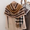 Autumn and Winter Scarf Women's 1116 New Korean Version of Simple Imitation Cashmere Plaid Warm Shawl Fashionable Versatile Fringed Scarf