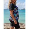 Women's Plus Size Tropical Floral Print Short Sleeve Two-Piece Swimsuit