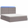 LED Storage Bed with Mattress Taupe 160 x 200 cm Fabric