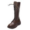 Botas de Cavaleiro Altas Femininas Moda Nova Primavera e Outono 2026 Bico Redondo Plataforma Cadarço Zíper Traseiro