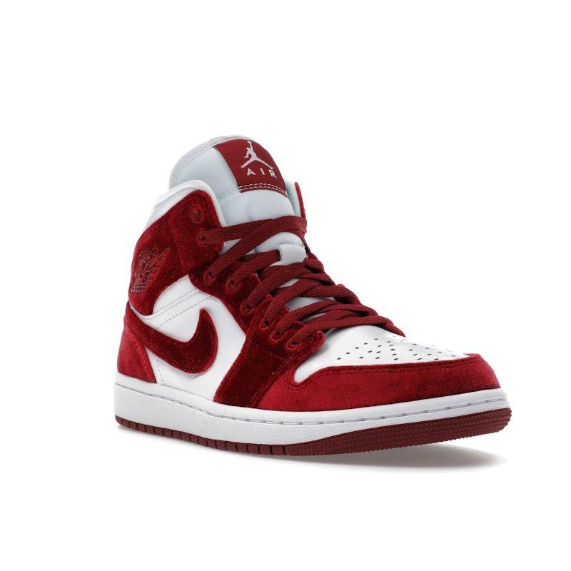 Air Jordan 1 Mid Red Velvet Women Sneakers White Black Team-Red FZ3334-100