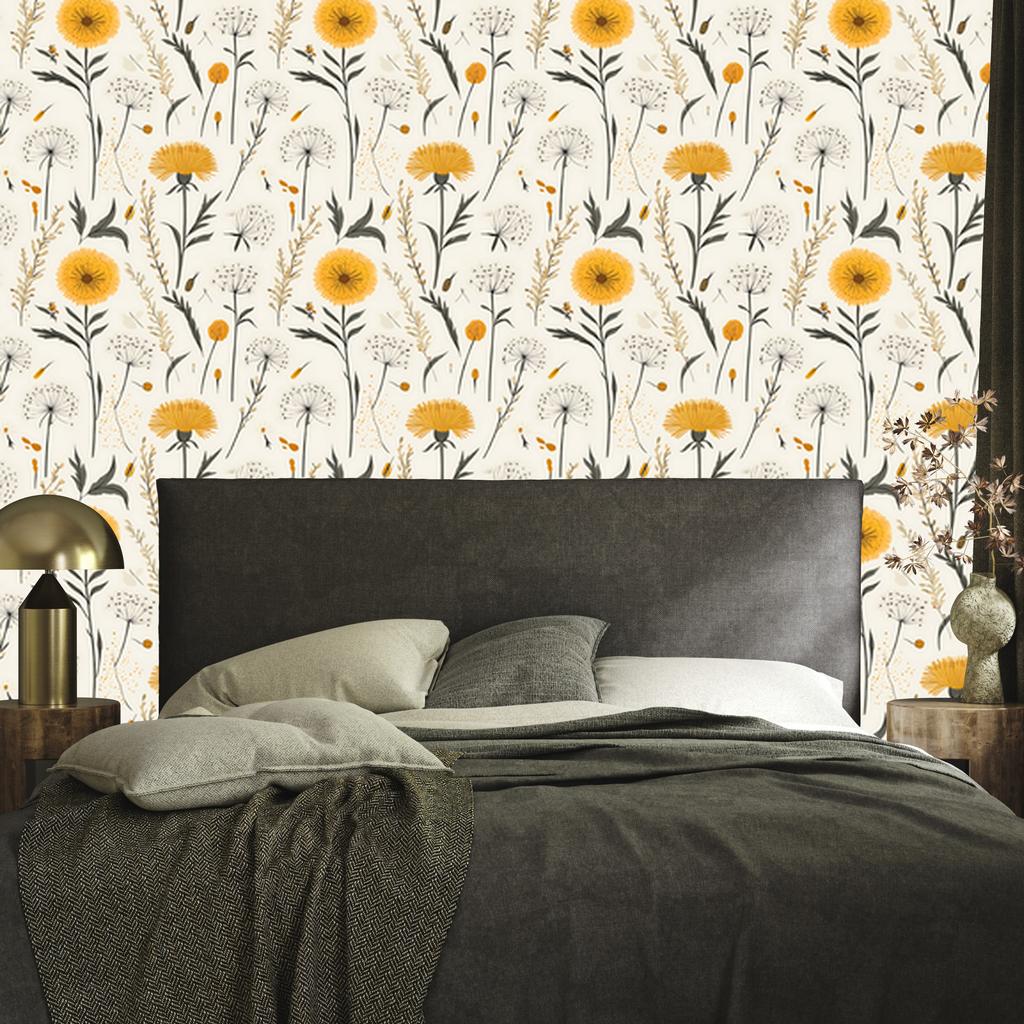 Dandelion Wallpaper White for Living Room and Bedroom 50x1000