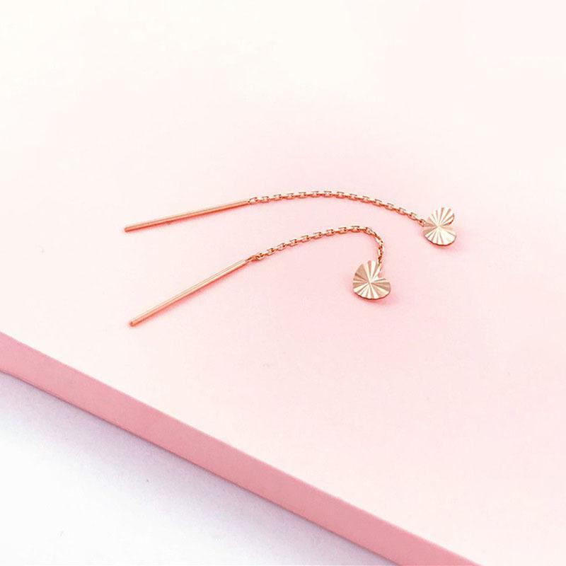 Изысканные Русские Фиолетовые Золотые Блестящие Сердечные Серьги Покрытые Розовым Золотом Цветок Автомобиля Лазерная Любовь Персиковые Сердечные Серьги Украшения (rose gold plated pair)