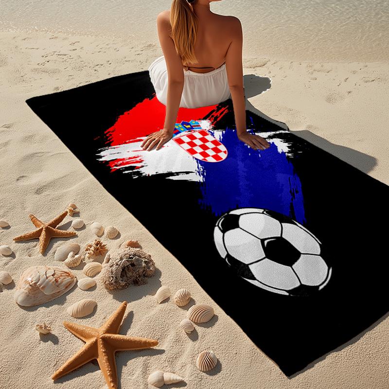 Asciugamano da Spiaggia in Microfibra Orgoglio del Calcio Croato, Leggero e Asciugatura Rapida, per Viaggi Estivi, Essenziale da Spiaggia, Piscina