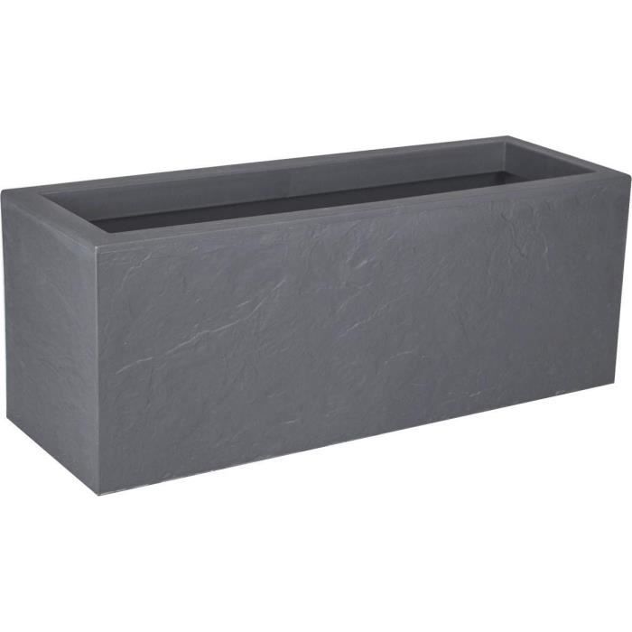 Jardinière - EDA - Volcania Up - 57 L - 79,5 x 29,5 x 29,5 cm - Gris galet - Décor Imitation Pierre