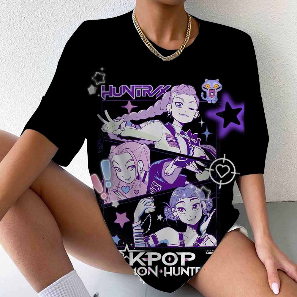 Huntrix Kpop Demon Hunters Movie 2025 Graphics T Shirts Men Women's High Quality Fashion Oversized Cotton T-shirt Harajuku Tops