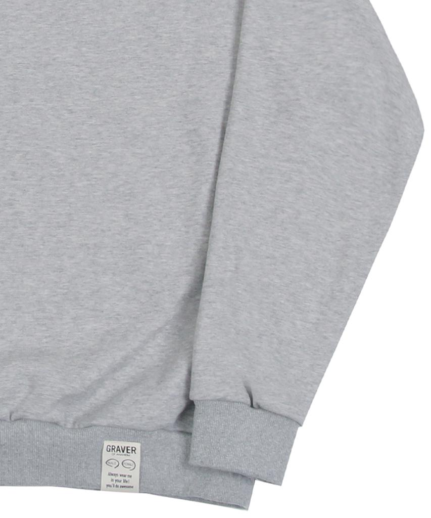 GRAVER [Unisex] Duck Face Embroidered Smile Sweatshirt_Gray