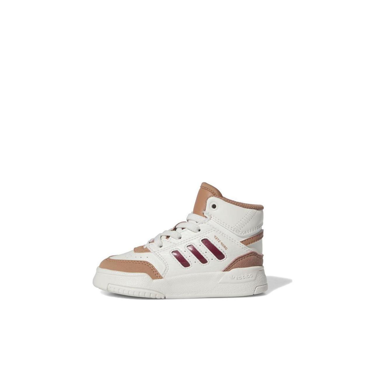 

Adidas Drop Step EL J Abrasion Resistant Mid top Toddler Shoes White Brown Infant And Toddler IG1482 24
