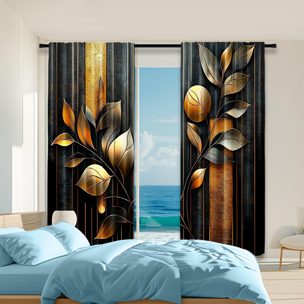 

Set Of 2 Versatile Polyester Transparent Curtains Home Decoration Plants Line Use Bedrooms Living Rooms Curtain Ideal For Area W100*H70(CM)-Rod Pocket&1PCS