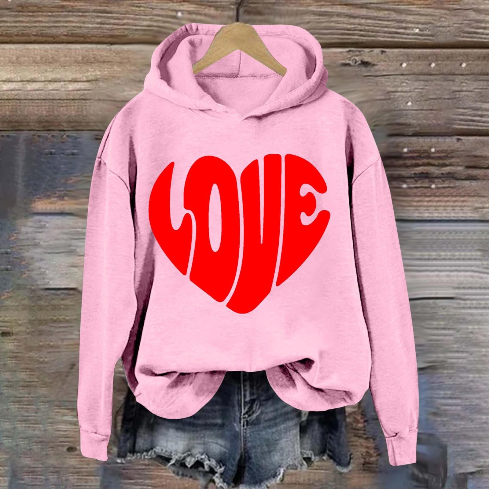 

Женский повседневный комфортный плюшевый свитер с длинным рукавом и свободным воротом с капюшоном и принтом LOVE XL розовый