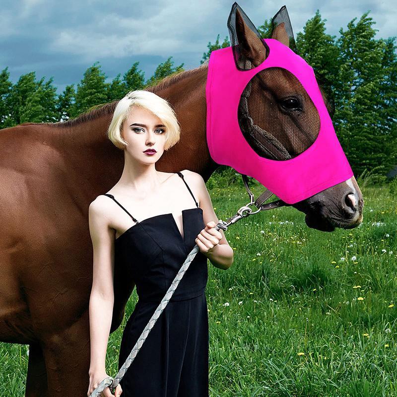 1Pcs Horse Mask Mosquito Fly Breathable Stretch Resistant Elastic Equestrian Supplies Riding Equipment