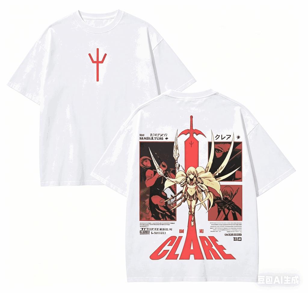 Claymore T Shirt Personality Clothes New Model Anime T-shirt Yearround Clothing Plus Size Unisex Streetwear Trendy Couples