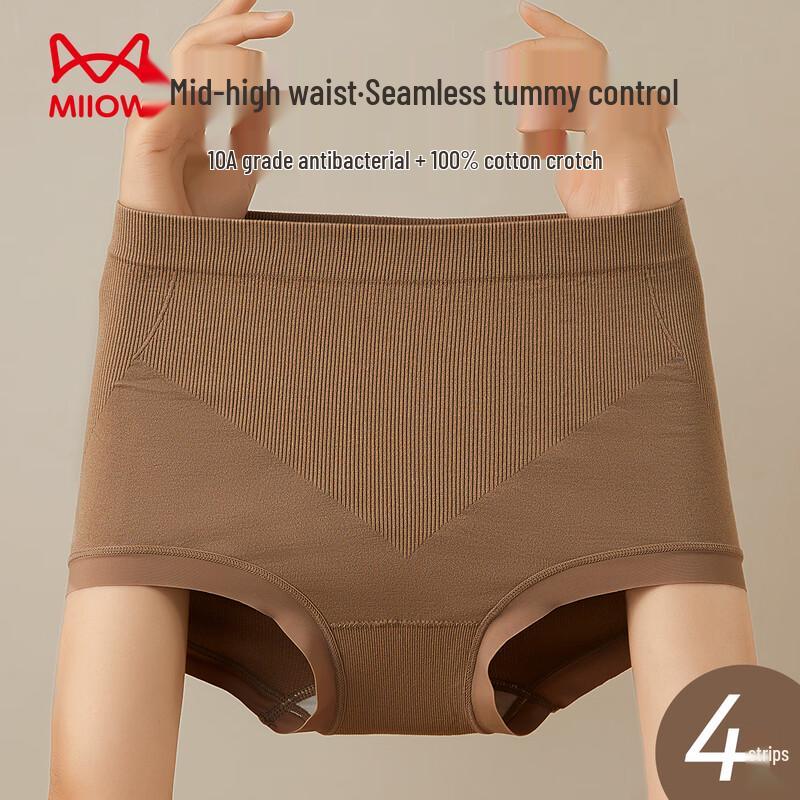 Maoren Women's Mid-High Waist Tummy Control Briefs 4-Pack