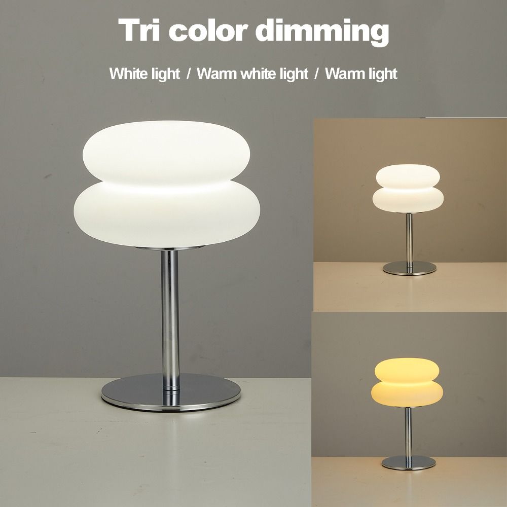 Creamy Style Table Lamp Tri Color Dimming Decor Light Cute Bedside Lamp  Living Room