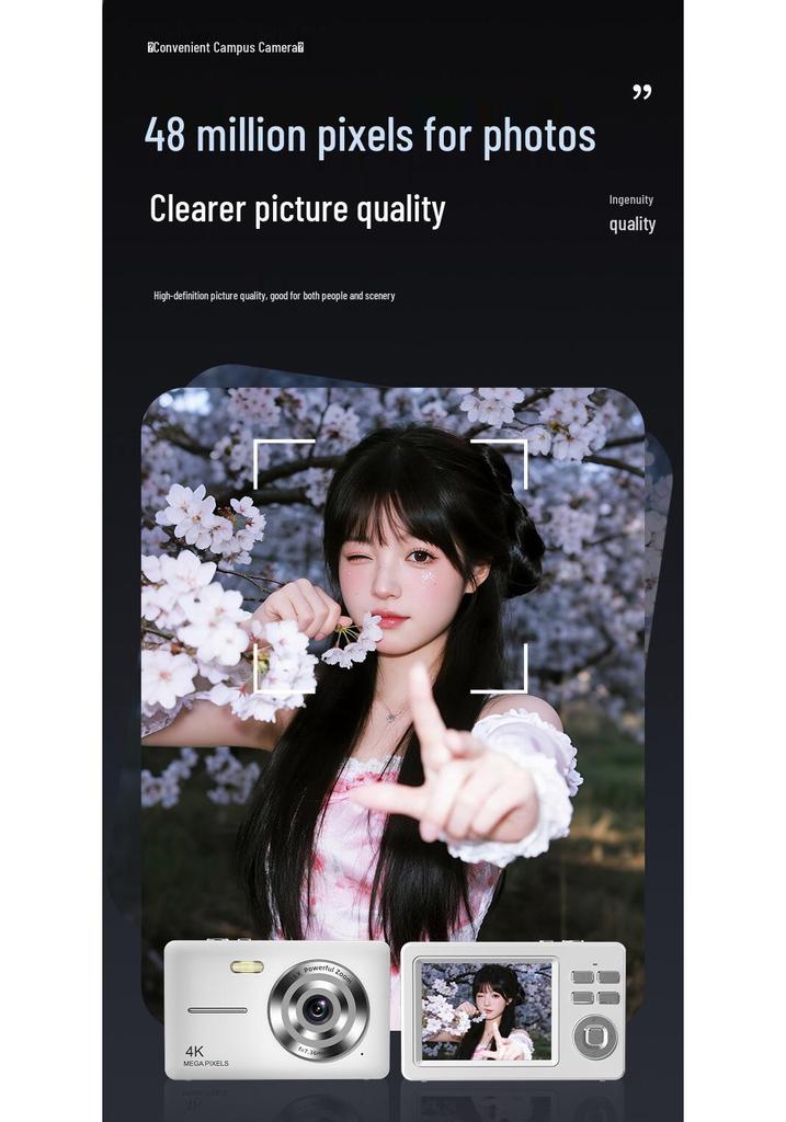4K HD Mini Portable Camera with 16x Digital Zoom and Beauty Filters